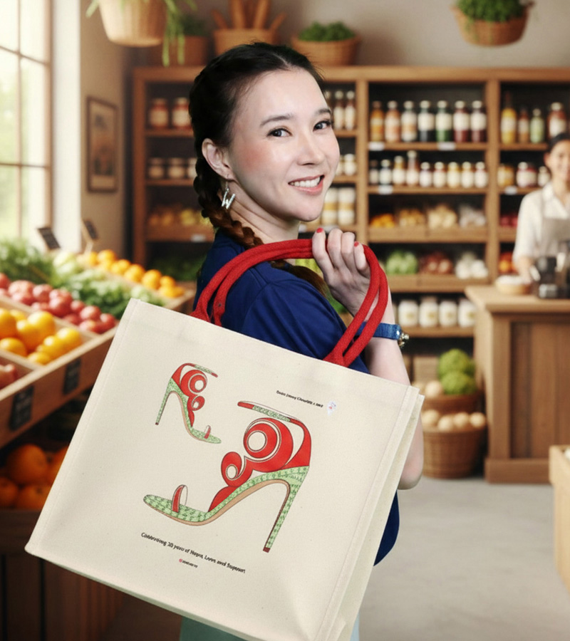 Winnie K with tote bag